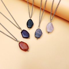 natural stone pendant stainless steel chain necklace jewelry wholesale Nihaojewelry