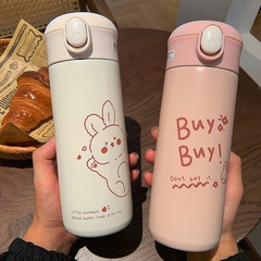 Good-looking Cartoon English Bounce Straw Thermal Insulation Cup Student's Portable Water Bottle Cute Children Ins Minimalist Water Cup
