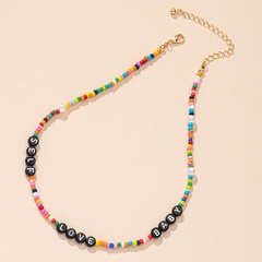Retro kollidierende Farbe Buchstaben Perlen Halskette Großhandel Nihaojewelry
