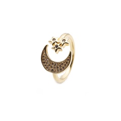 fashion new open copper inlaid zircon moon star ring wholesale nihaojewelry