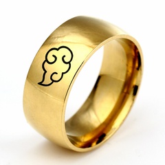 retro Buddha cloud carved stainless steel golden ring  wholesale Nihaojewelry