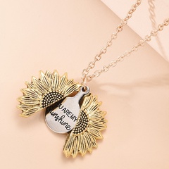 Hip hop open sunflower pendant alloy necklace wholesale Nihaojewelry
