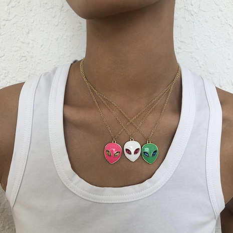 retro color drop-shaped alien necklace wholesale Nihaojewelry's discount tags