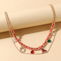 creative Christmas wreath pendent double-layer necklace wholesale Nihaojewelry