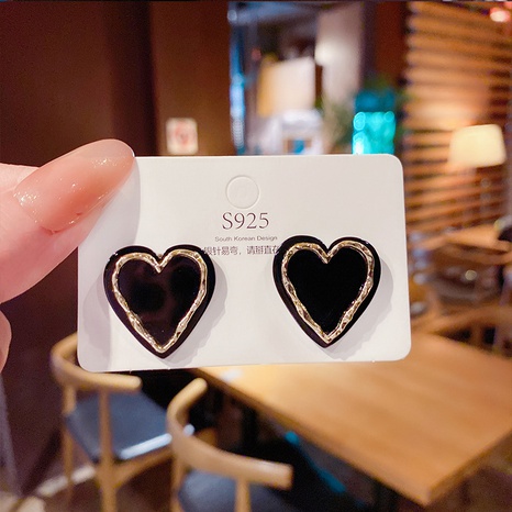 Korean black heart stud earrings wholesale Nihaojewelry's discount tags