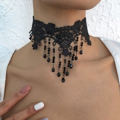simple lace imitation crystal tassel necklace wholesale Nihaojewelry