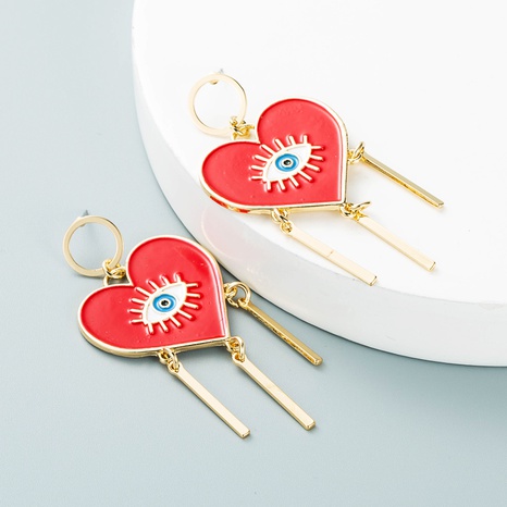 retro heart-shaped alloy dripping oil eyes tassel earrings wholesale Nihaojewelry's discount tags