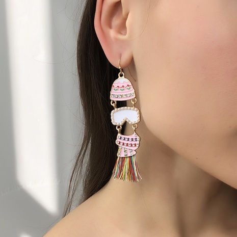 Mode Quaste rosa Diamant lange Ohrringe Großhandel Nihaojewelry's discount tags