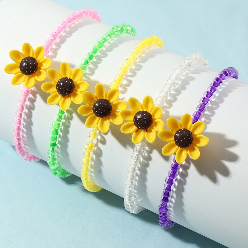 Sunflower color rice bead bracelet set wholesale Nihaojewelry
