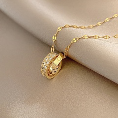 fashion simple titanium steel inlaid zircon necklace wholesale nihaojewelry