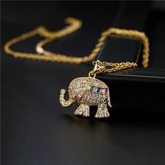 fashion 18K copper micro-inlaid zircon elephant necklace wholesale nihaojewelry