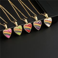 18K Mode Regenbogenfarbe tropfendes Herz eingelegte Zirkonkupferhalskette Großhandel nihaojewelry