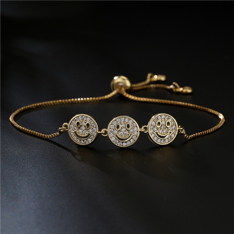 Retro-Kupfer vergoldete Pull-Kette Smiley-Armband Großhandel Nihaojewelry's discount tags