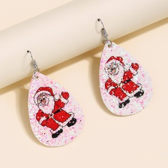 Amazon Foreign Trade New Christmas Water Drop Sequins Christmas Old Leather Earrings Cartoon Double-Sided Earrings Wholesale