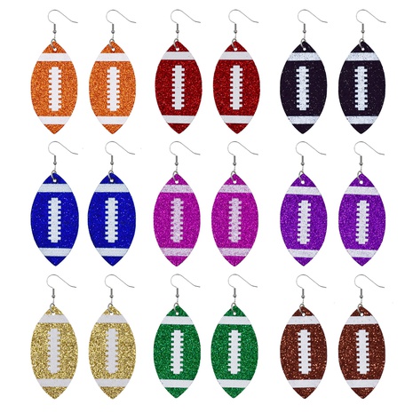 creative rugby sequin glitter color leather earrings wholesale Nihaojewelry's discount tags