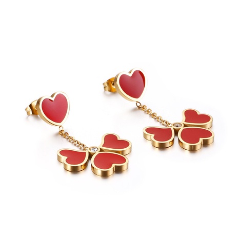 new Korean red heart-shaped titanium steel earrings wholesale Nihaojewelry's discount tags