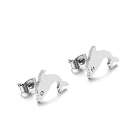 new style little dolphin titanium steel earrings wholesale Nihaojewelry's discount tags