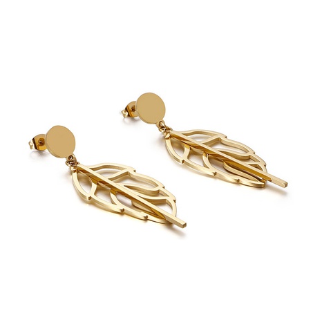 Korean style simple leaves stainless steel earrings wholesale Nihaojewelry's discount tags