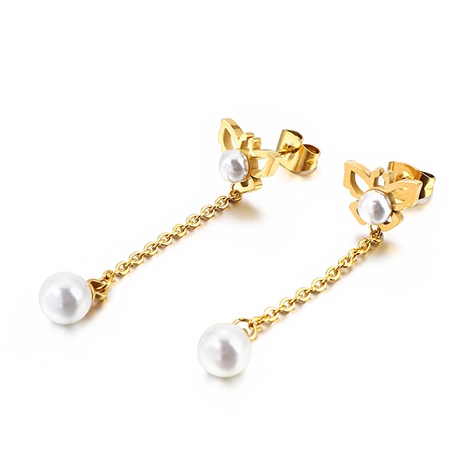 fashion pearl long tassel stainless steel earrings wholesale Nihaojewelry's discount tags