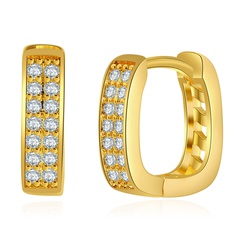 Europe and America Cross Border Fashion 18K Real Gold Earrings Short Diamond Ear Clip Ins Style Design Sense All-Match Earrings Women