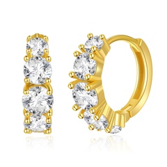 European and American Retro Foreign Trade New 18K Gold Plated Small Ear Ring Fall Winter Fashion Zircon Affordable Luxury Style Earrings for Women