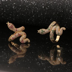 vintage fashion color cobra micro-inlaid zircon copper ring wholesale nihaojewelry