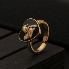 simple vintage copper heart-shaped angel color oil dripping open ring wholesale nihaojewelry
