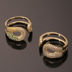 AliExpress New Popular Hand Jewelry Copper Micro-Inlaid Zircon Ring Geometric Women's Opening Ring Tail Ring