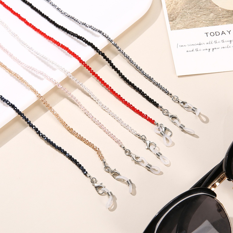 Foreign Trade Export Simple Solid Color Crystal Glasses Mask Chain DualUse Extension Chain AntiLost Halter Crystal Glasses Chain Rope