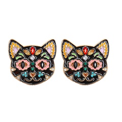 55625 Europäische und amerikanische kreative schwarze Katze Farbe Katze lustige Ohrringe Halloween Ghost Festival Ohrringe Öl Diamant Ohrringe