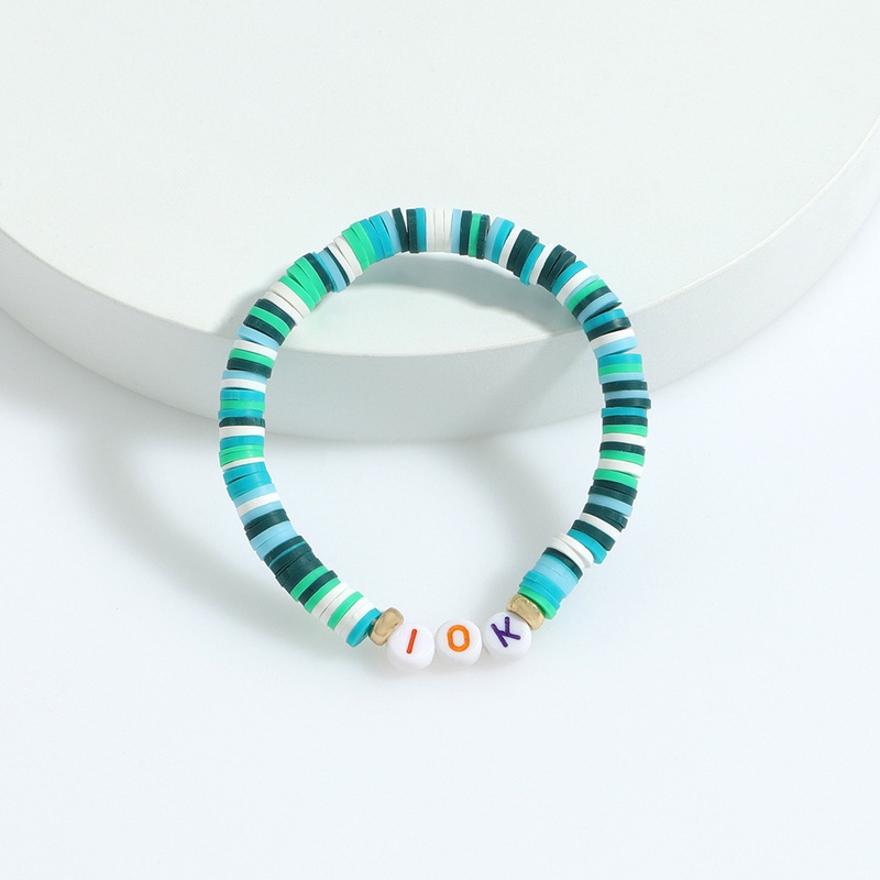 Bohemian style soft pottery letter elastic bracelet wholesale jewelry Nihaojewelry