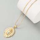 Europische und amerikanische grenz berschreitende Retro geometrische Lotus Jungfrau Maria Halo Anhnger Zubehr Kupfer vergoldete Zirkon Halskettepicture8