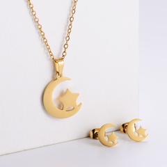 Simple Moon Star Clavicle Chain Earrings Set Wholesale Nihaojewelry