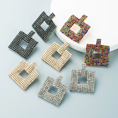 retro alloy diamond-studded rhinestones square geometric earrings wholesale Nihaojewelry