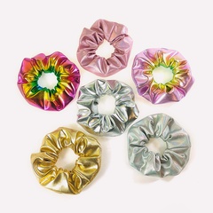 retro broad-sided bright leather contrast color hair scrunchies wholesale Nihaojewelry