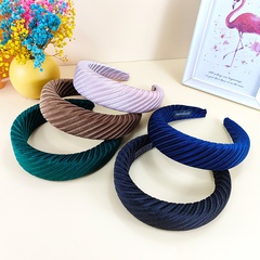 European and American Retro Style Twill Sponge Headband Korean Elegant Velvet Solid Color Hair Band Wide Thick Hairpin