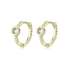 round micro-inlaid single zircon copper earrings wholesale nihaojewelry