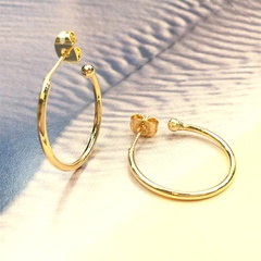 Pendientes de cobre chapados en oro en forma de C de círculo brillante al por mayor Nihaojewelry