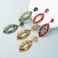 retro colored diamond alloy leaf earrings wholesale Nihaojewelry