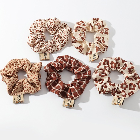 Bear Flower Leopard Plaid Hair Scrunchies Set Wholesale Nihaojewelry's discount tags
