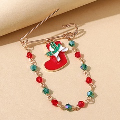 Broche de chaîne de cystal de couleur de botte de série de Noël en gros nihaojewelry