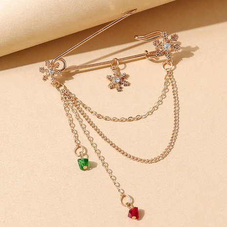 Christmas series snowflake cystal chain tassel pin brooch wholesale nihaojewelry's discount tags