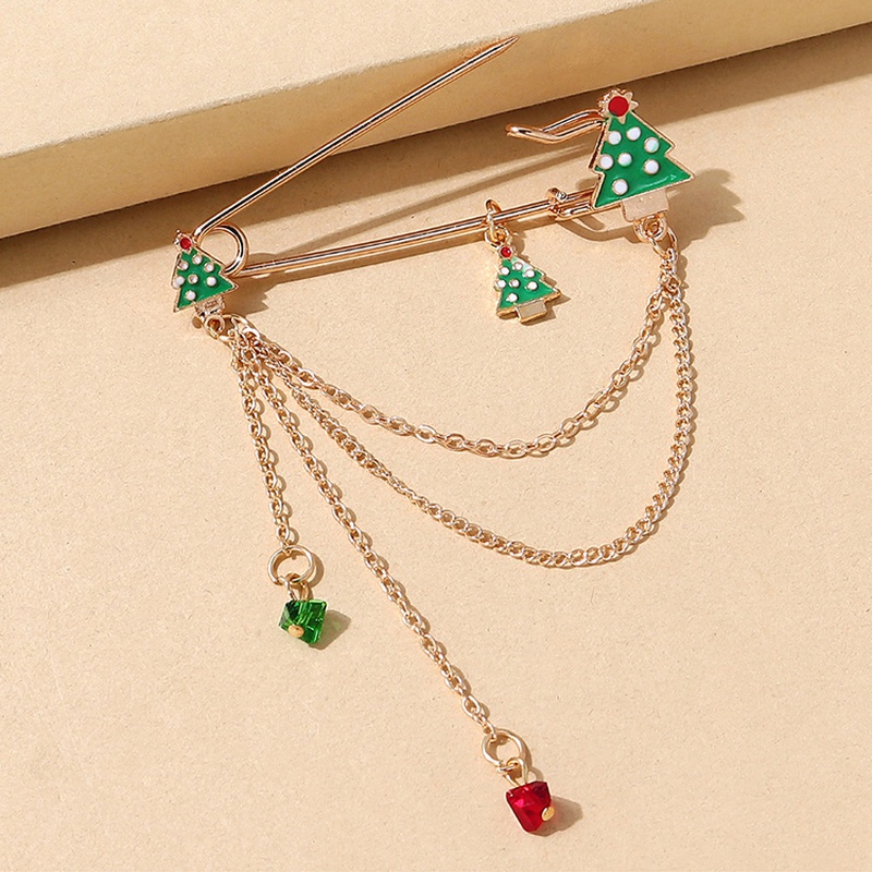 Serie de navidad rbol color cystal cadena borla pin broche al por mayor nihaojewelry