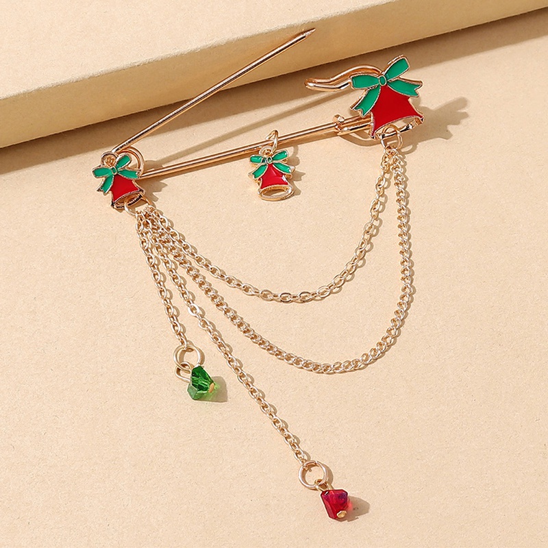 Serie de navidad color campana cadena borla broche al por mayor nihaojewelry