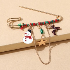 Serie navideña muñeco de nieve alce broche de cadena al por mayor nihaojewelry