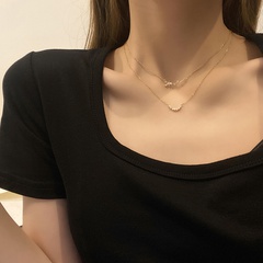 Dongda Simple Double-Layer Titanium Steel Necklace Women's Cold Style Retro Trendy Clavicle Chain Internet Celebrity Twin Pendant Wholesale
