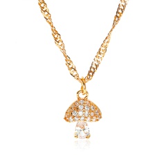 fashion rhinestonemushroom pendant copper necklace wholesale Nihaojewelry