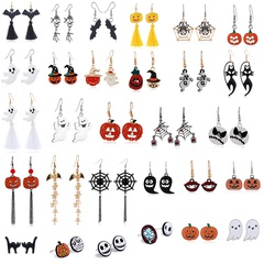 Halloween pumpkin ghost Christmas tree Santa Claus snowflake earrings 12 pairs set wholesale Nihaojewelry