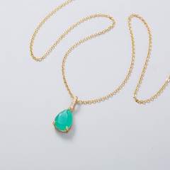fashion light green pear-shaped drop pendant copper necklace wholesale Nihaojewelry