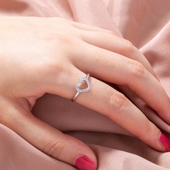simple micro-inlaid zircon hollow heart copper ring wholesale nihaojewelry
